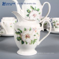 Hot Sale Bom Design Floral Fine Bone China Chá Café Cookie Açúcar Cerâmica Set, Cerâmica Tea Set Made In China